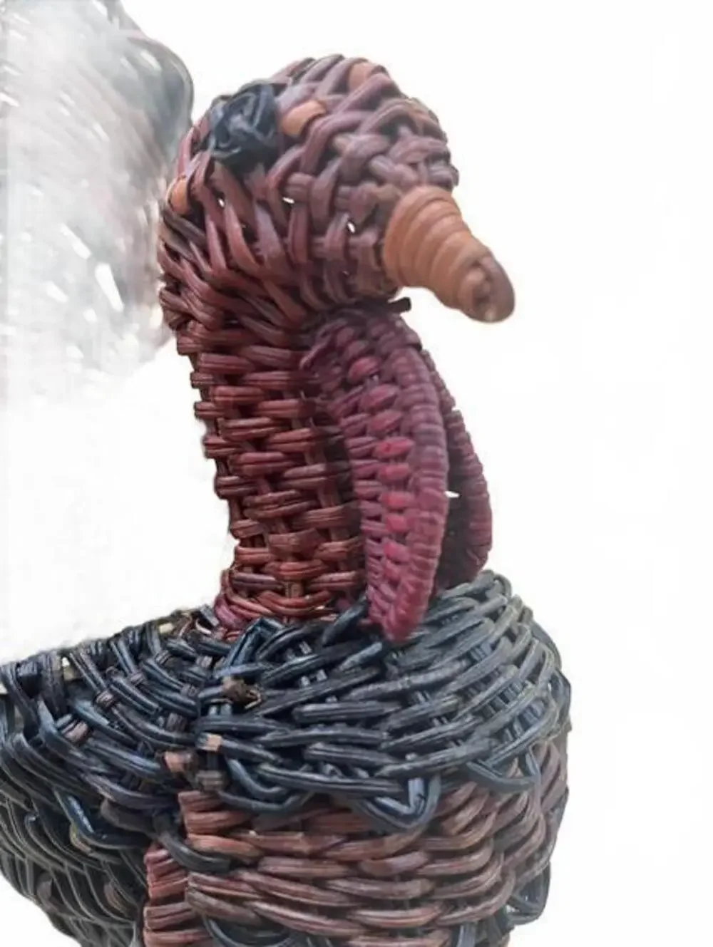 Vintage Wicker Turkey Basket Handwoven Thanksgiving Centerpiece Fall Decor